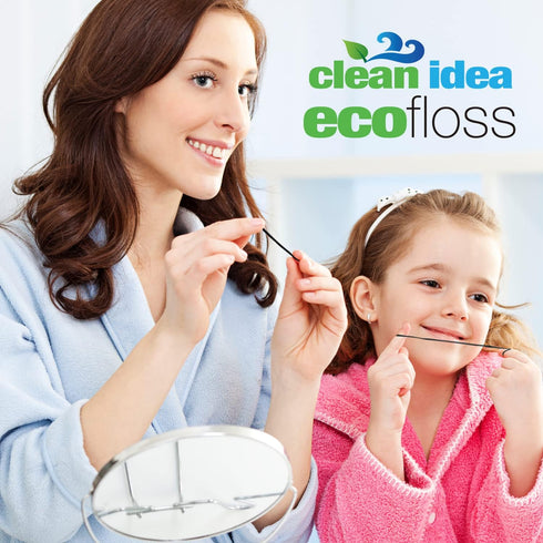Ecofloss Charcoal Mint Dental Floss, 6x25m - Unwaxed Bamboo Floss, Organic, Biodegradable Floss Refill