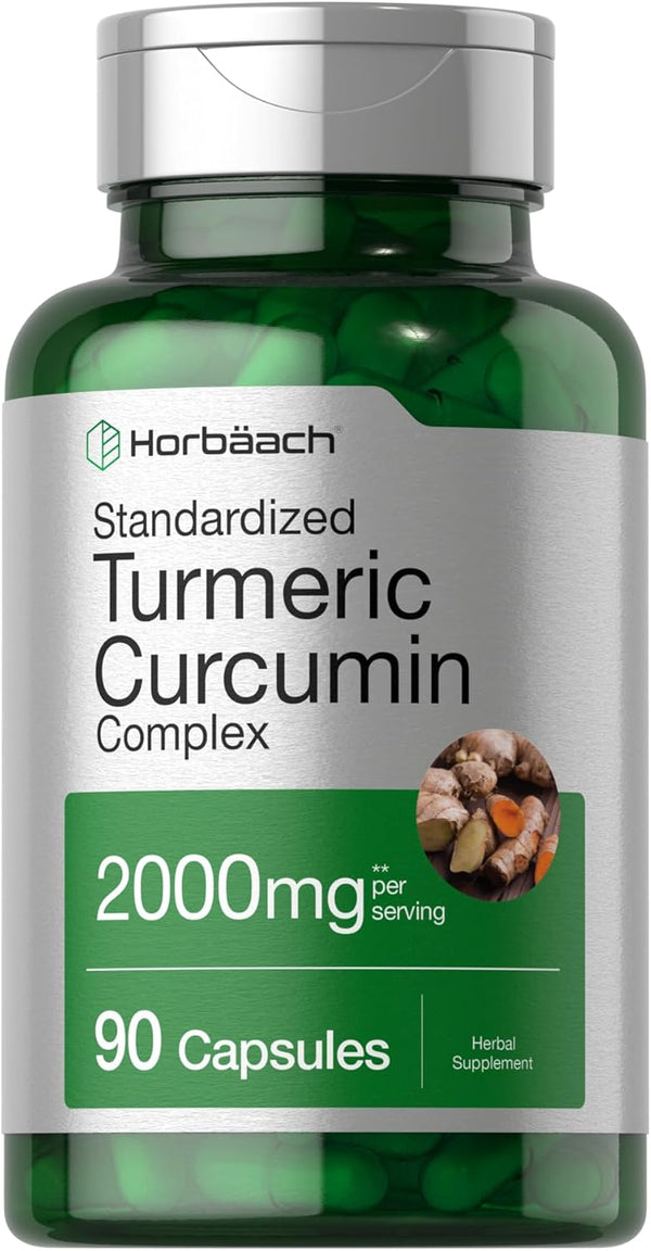 Horbaeach Turmeric Curcumin with Black Pepper 2000mg | 90 Capsules | Non-GMO, Gluten Free