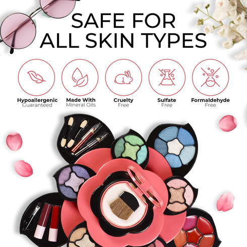 Toysical Makeup Kit for Teens, Flower Makeup Palette Gift Set for Girls 10-12, Full Starter Kit for Beginners