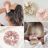 LILYSILK 100% Mulberry Silk Hair Scrunchies Ties, 5PC (gravel gold x 2, camel x 2, rosy pink)
