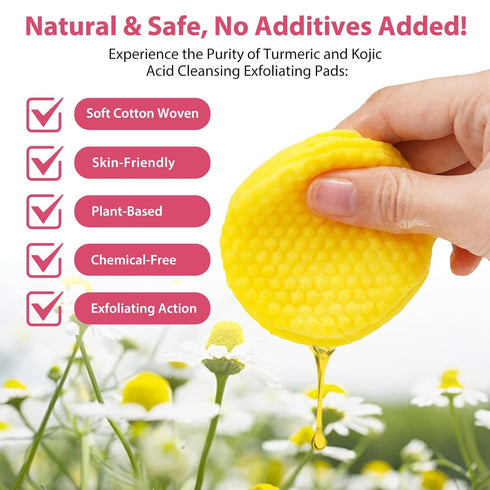 Kojic Acid and Turmeric Cleansing Pads, 80 Count for Face, Turmeric Cleansing Pads