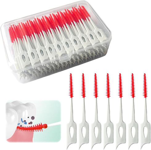 Ndzefan 160PCS Portable Silica Gel Toothpick Toothbrush, Soft for Adults and Children, Teeth Cleaning Tool (Red)