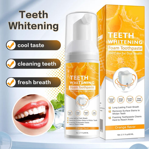 Teeth Whitening Toothpaste with Fluoride, 2 Pack Mousse Foam for U-Shape Electric Toothbrush