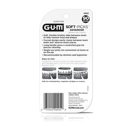 GUM Soft-Picks Advanced Dental Picks for Teeth Cleaning, Disposable Interdental Brushes, 90ct (4pk)