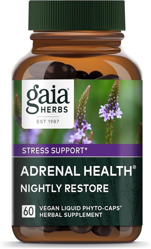 Gaia Herbs Nightly Restore Adrenal Health - Herbal Supplement with Ashwagandha, 60 Vegan Liquid Phyto-Capsules