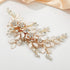 SWEETV Light Rose Gold Rhinestone Wedding Clip Bridal Comb Barrette - Handmade Flower Head Pieces for Women