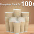 Luckypack 16 oz 100 pcs,16oz Hot Paper Cups Disposable Insulated Corrugated Sleeve Ripple Wall Paper Cup Cups
