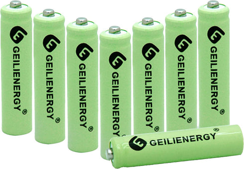 Solar Light Batteries AAA NIMH 600mAh 1.2V Rechargeable for Garden Lights, Remotes, Mice (8Pcs)