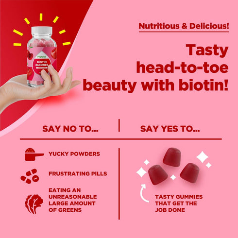 Biotin Gummies for Hair and Nail Growth, 5000mcg per Serving for Hair Care, Skin Care, and Nail Care