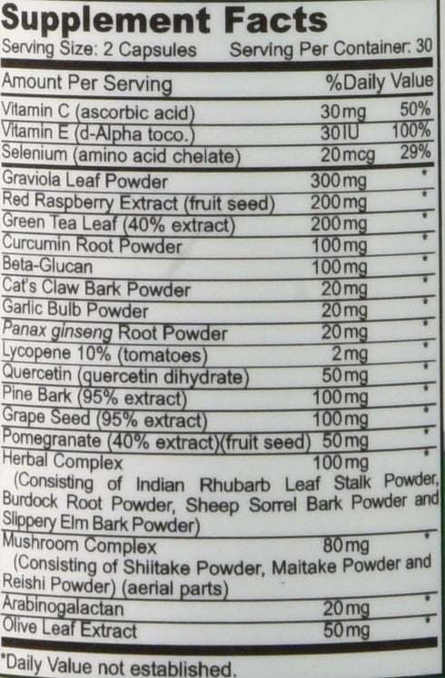 Immune Support Supplement with Red Raspberry, Pomegranate, Pine Bark, Grape Seed, Green Extracts, Polyphenols &