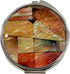 Portable Makeup Compact Double Magnifying Mirror, Foldable Pocket Style, Unique Mother of Pearl Design (Patchwork)