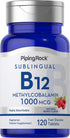 Piping Rock Vitamin B12 Sublingual 1000 mcg | 120 Tablets | Berry Flavor | Non-GMO & Gluten Free Supplement