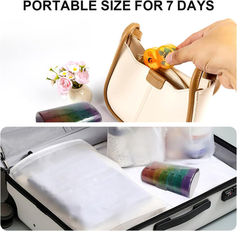 Tmeng 2 7 2 Weekly Pill Organizer Time a DayPill Dispensers Pill Box Day with One-Side Large Opening Design for Easy