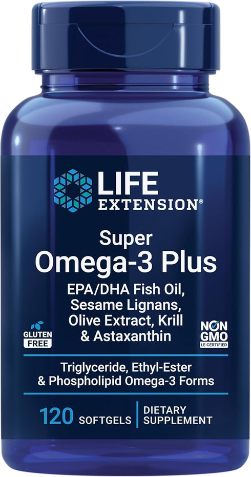 Life Extension Super Omega-3 Plus EPA/DHA Fish Oil, 120 Softgels, Heart, Brain & Joint Health Support