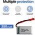 Vvsialeek 3.7V 380mAh Rechargeable Batteries Lithium ion Battery with JST Connector for Electronics Products, Toys