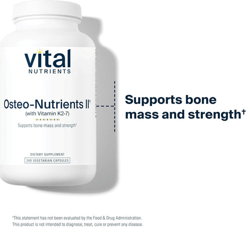 Vital Nutrients Osteo-Nutrients II | Vitamin K2 + D3, Calcium, Boron, Magnesium for Bone Strength | 240 Capsules