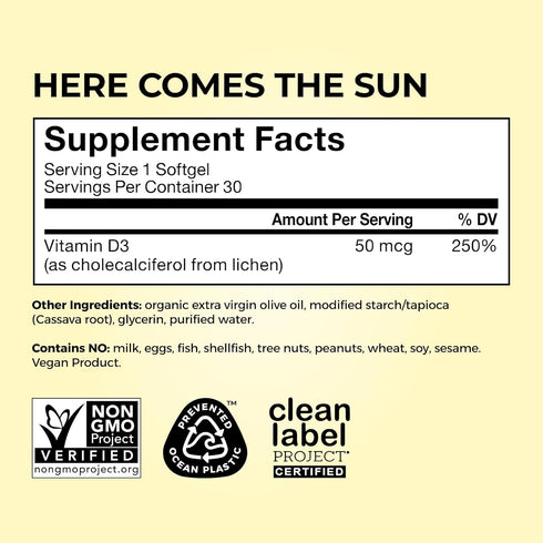 Immune Immune D3 30 HUM Here Comes The Sun Support Supplement with Vitamin D Supplements for Women and Men for a