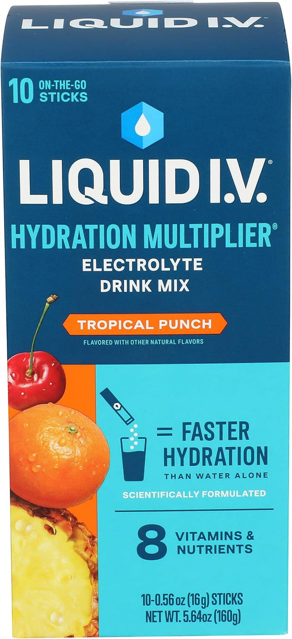 LIQUID IV Tropical Punch Hydration Drink Mix, 10 Count, 5.64 OZ for Instant Hydration