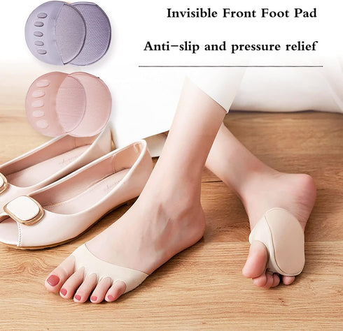Reusable Honeycomb Fabric Forefoot Pads, Soft Ball of Foot Cushions Metatarsal Pads for Women Men Pain Relief (Black,