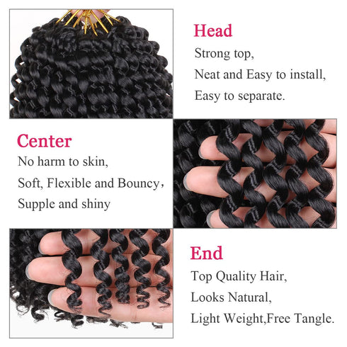 Leeven 12 Inch Water Wave Crochet Hair - 2 Packs Short Bob Passion Twist Hair for Butterfly Locs, Natural Black