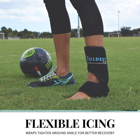 Coldest Foot Ankle Achilles Pain Relief Ice Wrap with 2 Cold Gel Packs - Best for Tendon Injuries & Sore Feet