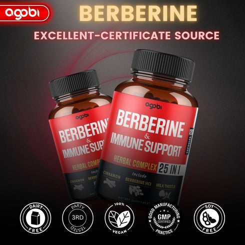 Premium Berberine Supplement with Ceylon, Ashwagandha, Turmeric, Milk Thistle, Elderberry & Black Pepper, 120 Capsules