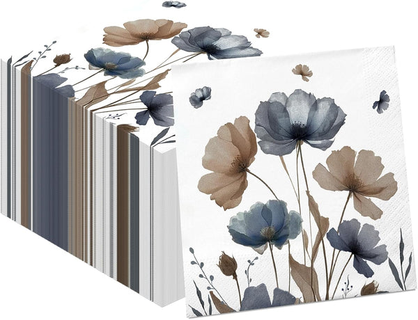 wuhuzsm Floral Napkins Disposable, 50-Pack Decorative Paper Hand Towels for Bathroom & Guest