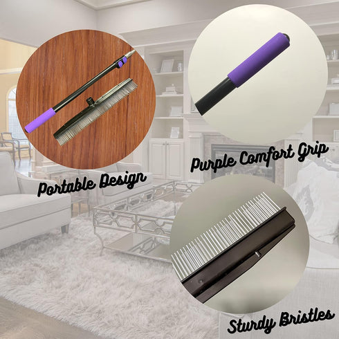 Room Groom PET Carpet Rake and Groomer with Adjustable 54" Handle, Pack of 2 for Rugs and Turf