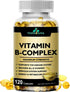 Max Strength Vitamin B-Complex + CoQ10 + Vitamin C - Energy & Metabolism Support Supplement - 120 Softgels