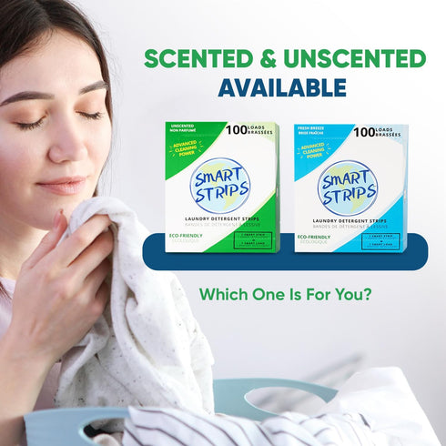 Smart Strips (100 Laundry Detergent Strips Loads) - Hypoallergenic, Eco Friendly, Plastic-Free and Compostable Laundry