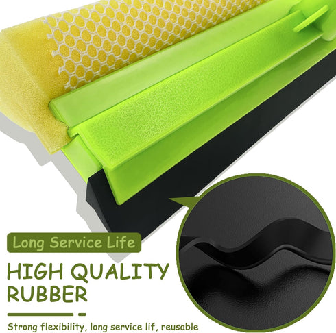 Shower Squeegee Window Cleaner, 2 in 1 Tool for Shower Doors and Car Windshield with Sponge and Rubber Squeegee