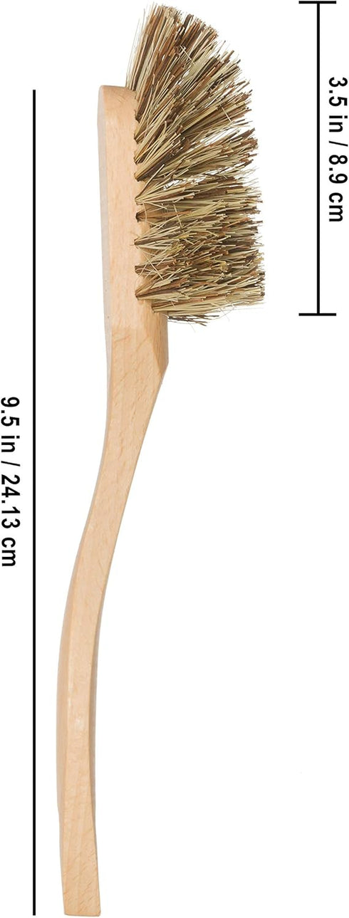 REDECKER Curved Dish Brush, Natural Union Plant Fiber Bristles, Ergonomic Design with Oiled Beechwood Handle (Set of 2)
