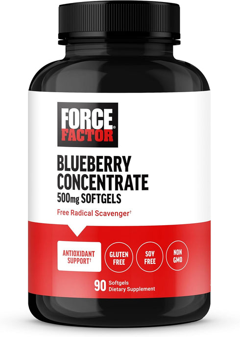 FORCE FACTOR Blueberry Concentrate Antioxidants Supplement with BlueRich Extract - 90 Gluten Free Softgels