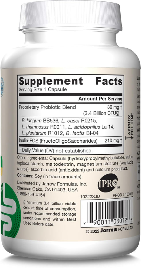 Jarrow Formulas Jarro-Dophilus + FOS, 3.4 Billion CFU, Prebiotic & Probiotics Supplement for Immune & Intestine