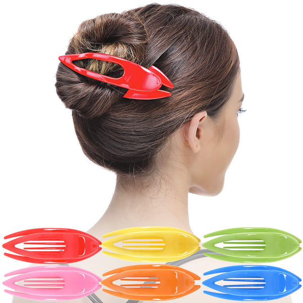 RC ROCHE ORNAMENT 6 Pcs French Concord Hair Clip, Curved Thick or Thin Hair for Women, Large Rainbow