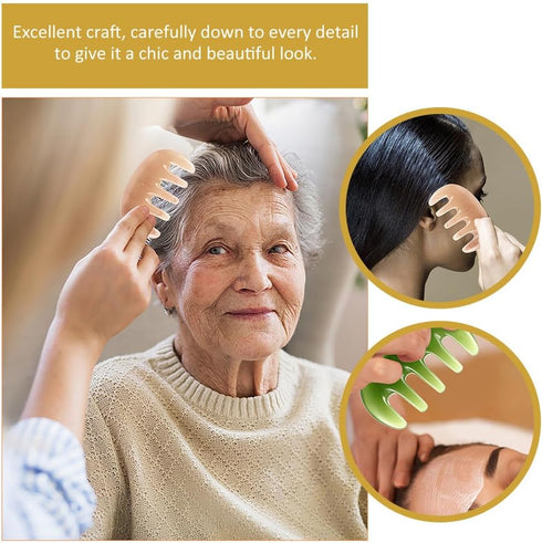 2pcs Scalp Massage Comb - Wooden Massage Tool, Massage Scraper, Resin Gua Sha Board, Spa Scratcher for Relaxation