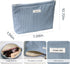 Wudygirl Makeup Bag,Portable Cosmetic Travel Bag for Women and Girls,Large Capacity Corduroy Travel Toiletry Bag(Light Blue)