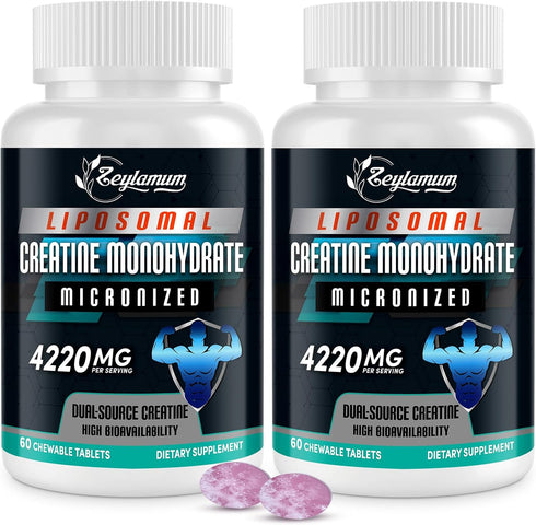 Creatine Chews Tablets, 4220 Mg Chewable Creatine Monohydrate, 60 Servings for Energy & Faster Recovery