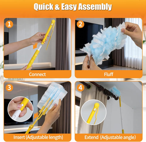 Swilsweep 20 Count 180 Duster Refills Compatible with Swiffer Duster, Disposable Multi-Surface Microfiber Cleaning