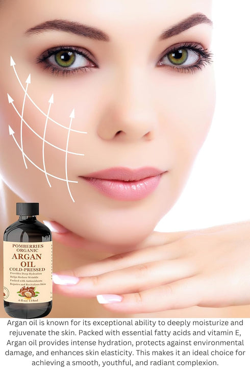 Pure Moroccan Organic Argan Oil for Face & Skin, Organic Anti-Aging Face Oil, Argan Oil for Hair Care, Massage, Pure Cold Pressed Argan Hair Oil, Stimulate Hair Growth 4 fl oz