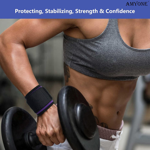 Wrist Brace, 2 PACK Adjustable Wrist Wraps for Carpal Tunnel, Comfortable Support for Weightlifting & Sports (Violet)