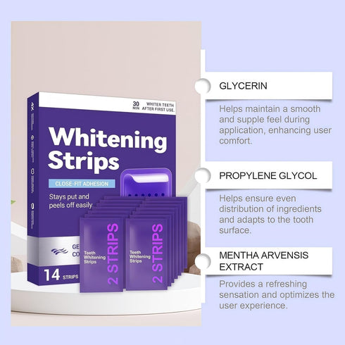 HEDGAUCP 14 Purple Teeth Whitening Strips, Gentle Daily for Surface Stain Reduction & Natural Shine, Portable for Home