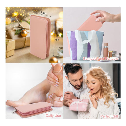 Manicure Set, 12 in 1 Stainless Steel Nail Care Kit, Professional Ingrown Toenail Clipper Grooming Tool (Rose Gold)