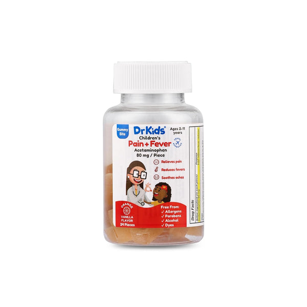 DrKids Children’s Pain and Fever Gummies, Acetaminophen, Travel Compliant (24 count)