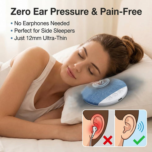 LINMUSEN 12mm Bluetooth Pillow Speaker for Sleeping, Ultra Thin Under Pillow Speaker Wireless Sleep Aid with White