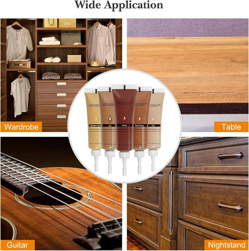 Furniture Repair Kit - 50 Piece Wood Floor Repair Set with 24 Colors Touch Up Kit, Scraper and Brushes