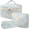 3 Pcs Cotton Quilted Makeup Bag Set, Floral Makeup Bag, Cute Travel Cosmetic Organizer for Women Girls