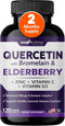 Quercetin with Vitamin C and Zinc - Elderberry, Quercetin 500mg, Quercetin with Bromelain, Zinc Quercetin, Vitamin D3 -