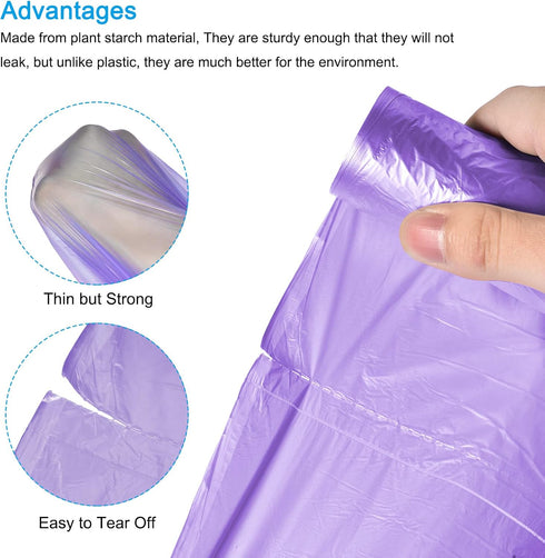 MECCANIXITY 2-4 Gallon Purple Small Trash Bags, 60 Counts / 3 Rolls for Kitchen, Office, Bathroom, Bedroom