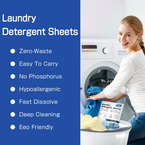 Soulink Laundry Detergent Sheets Up to 80 Loads, Eco-Friendly Strips for Travel & Home, Plant-based, Hypoallergenic